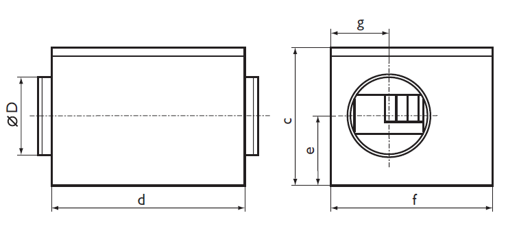 Размеры шумоизолированного вентилятора Ostberg IRE 125-160 Размеры шумоизолированного вентилятора Ostberg IRE 125-160